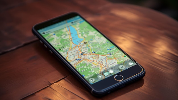 Photo map gps navigation smartphone map app ai generative