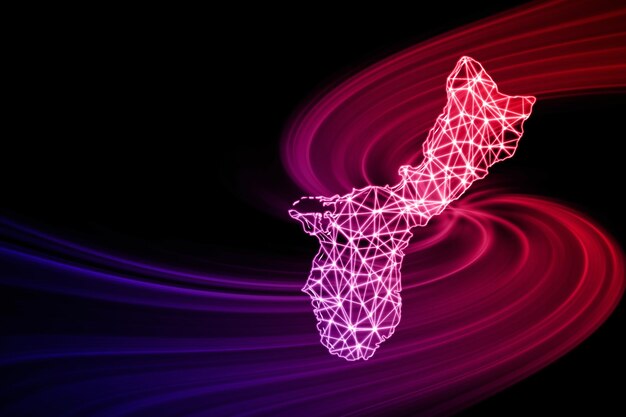 Photo map of guam polygonal mesh line map