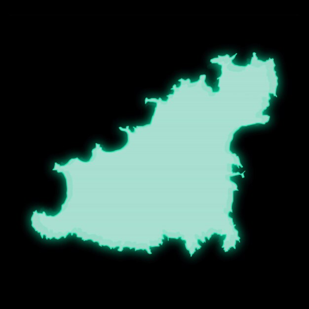 Map of Guernsey old green computer terminal screen on dark background