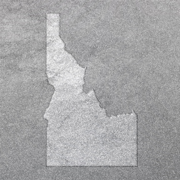 Photo map of idaho silver background