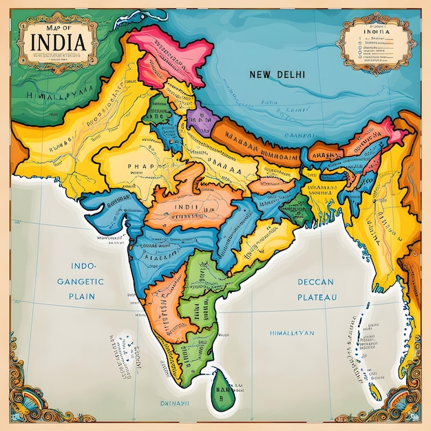 Photo a map of india and the continent of india