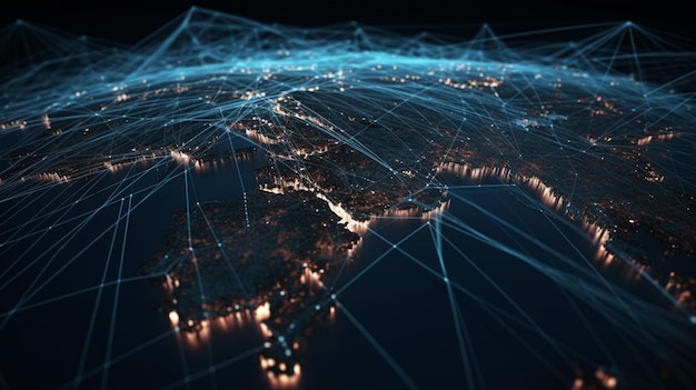 A map of india with the city lights on the background