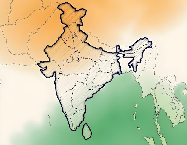 Photo a map of the indian state with the name of india on it