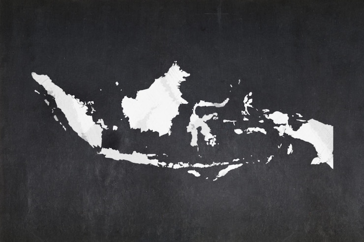 黒板に描かれたインドネシアの地図