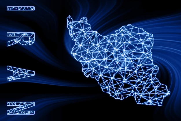 Map of Iran Polygonal mesh line map