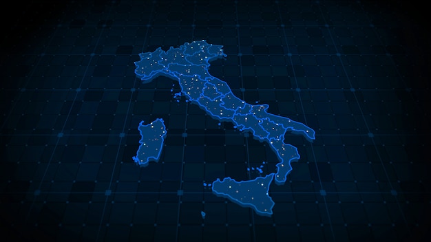 Foto mappa d'italia illuminata in stile grafico