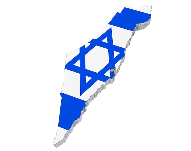 イスラエルの日本の地図白い背景の上の旗の色