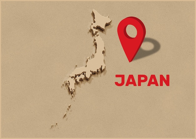 Photo a map of japan with a red marker and the word japan on it