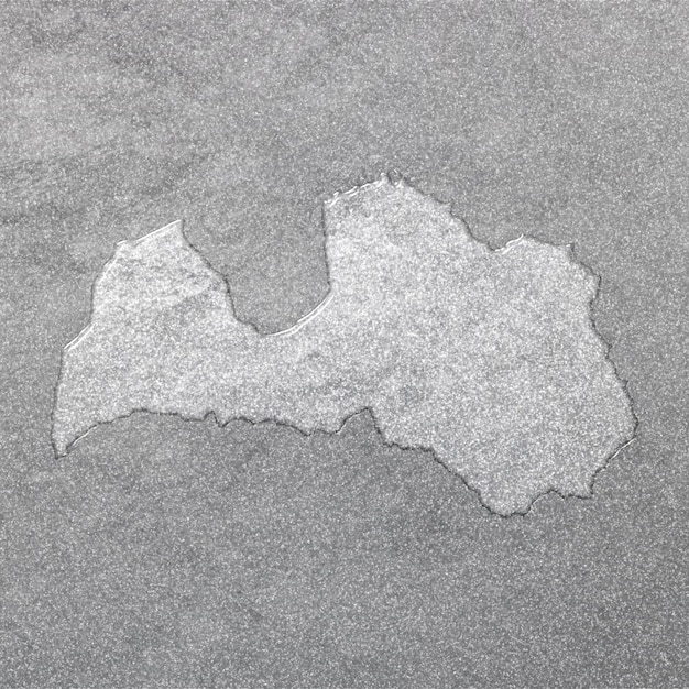 Map of Latvia silver background