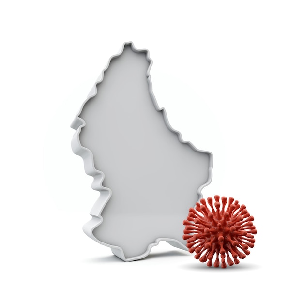 Map of luxembourg with deadly corona virus d rendering