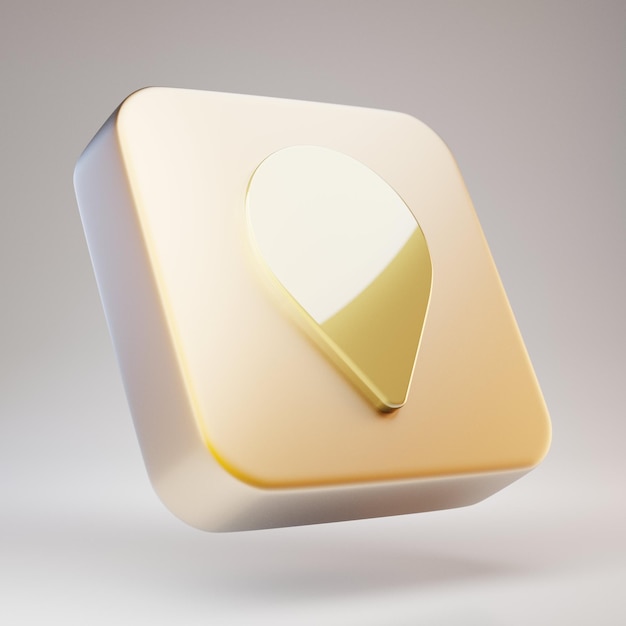 Map Marker icon. Golden Map Marker symbol on matte gold plate. 3D rendered Social Media Icon.