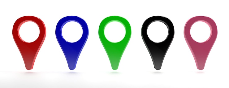 Photo map markers isolated on white background 3d illustration