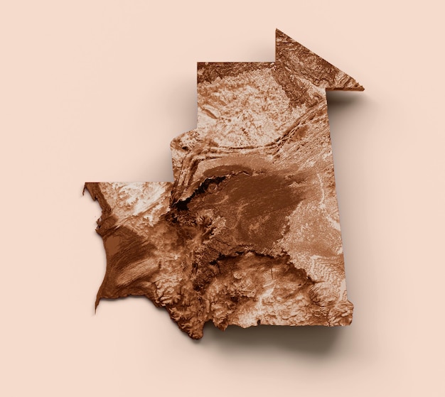 レトロなスタイルのビンテージ スタイルの古いスタイルの茶色のグラフィックでモーリタニアの地図高詳細