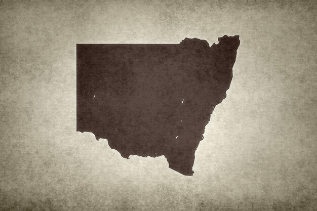 古い紙に印刷されたオーストラリアのニューサウスウェールズ州の地図