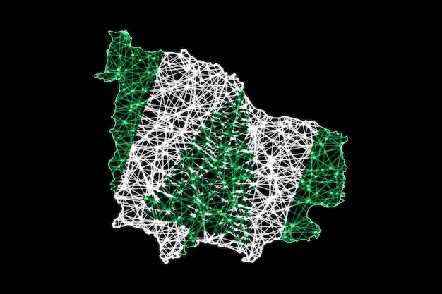 Map of Norfolk Island, Polygonal mesh line map, flag map