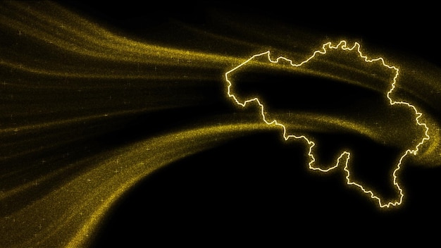 写真 ベルギーの地図、暗い背景にゴールドのキラキラ地図