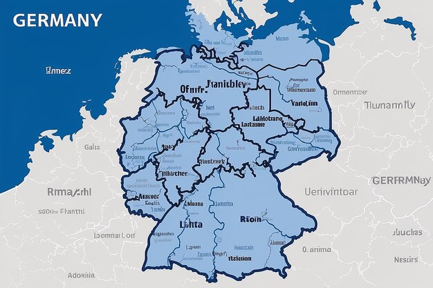 Фото Карта германии с основными городами в синем цвете