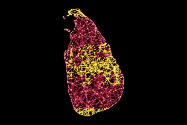 Фото Карта шри-ланки, карта полигональной сетки, карта флага