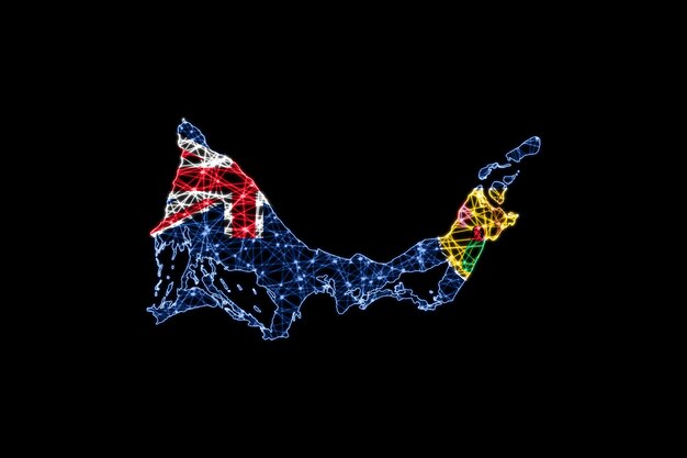 タークス・カイコス諸島の地図、ポリゴンメッシュラインマップ、旗マップ