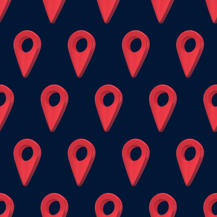 Photo map pin icon seamless pattern. navigation, pointer, location