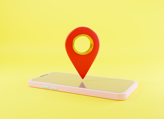 Map pinpoint symbol place location design style modern icon on screen smartphone 3D rendering