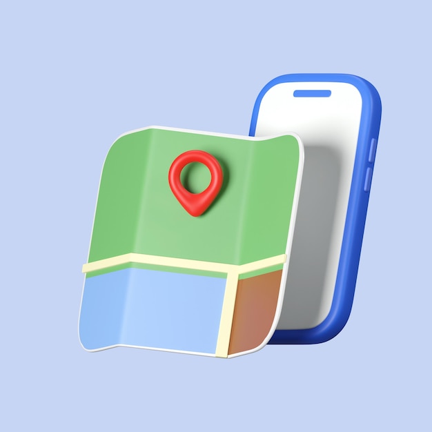 Map pointer location navigator isolated on a smartphone isolated on background 3d render illustration