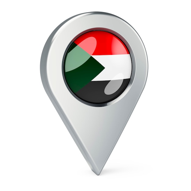 Map pointer with flag of Sudan 3D rendering