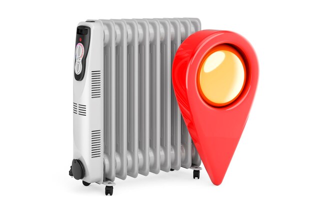 Map pointer with oil heater 3D rendering