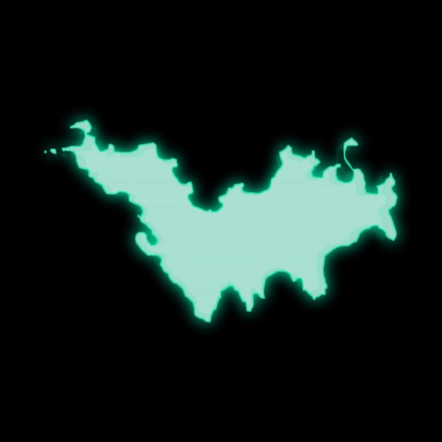 Map of Saint Barthelemy old green computer terminal screen on dark background