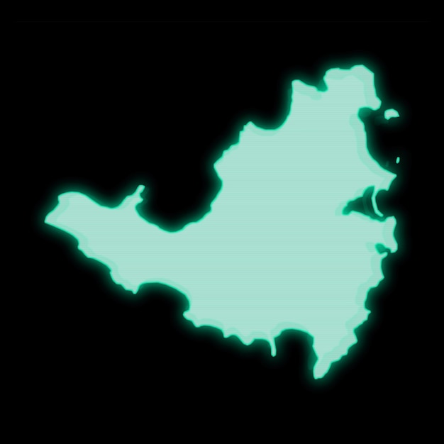 Map of Saint Martin, old green computer terminal screen, on dark background