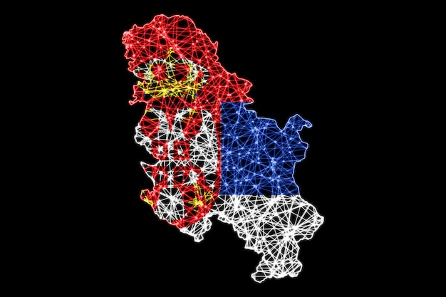 Map of Serbia, Polygonal mesh line map, flag map