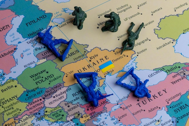 Photo map showing the military conflict between ukraine and russia ukraine is defeated