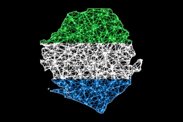 Photo map of sierra leone polygonal mesh line map