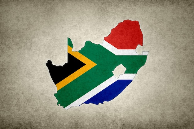 Map of South Africa with its flag within