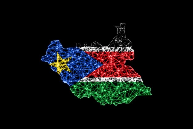 Photo map of south sudan polygonal mesh line map