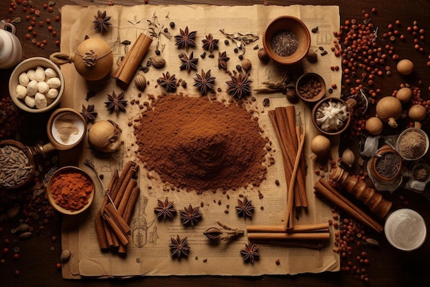 a map of spices and a spoon with a spoon on it