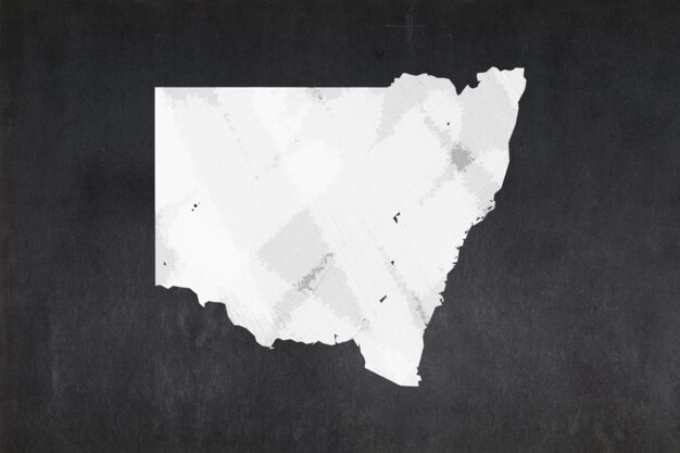 Map of the State of New South Wales drawn on a blackboard