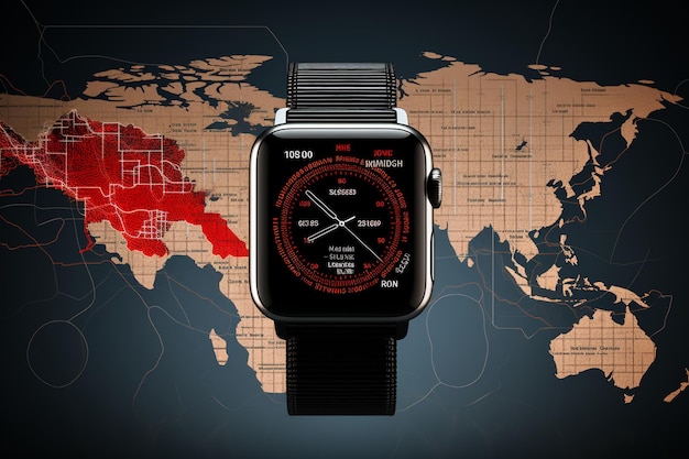 Photo map and statistical information with smartwatch background