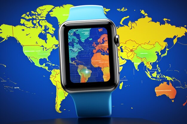 Map and statistical information with smartwatch background
