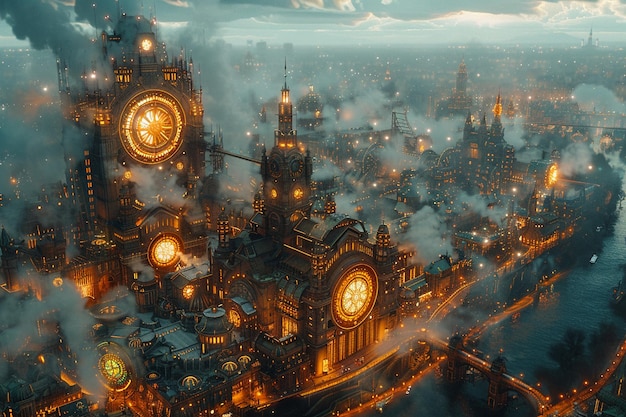 Photo map of a steampunk city