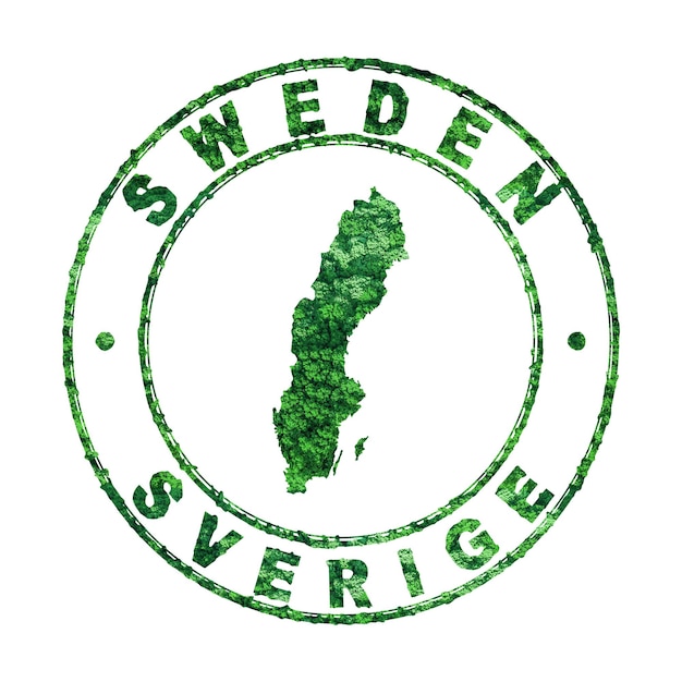 Photo map of sweden postal stamp sustainable development co2 emission concept