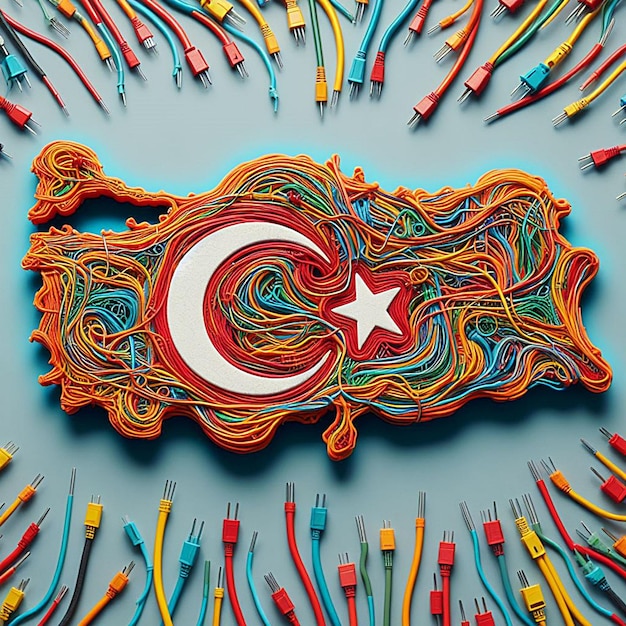 map of turkey with colorfu cables