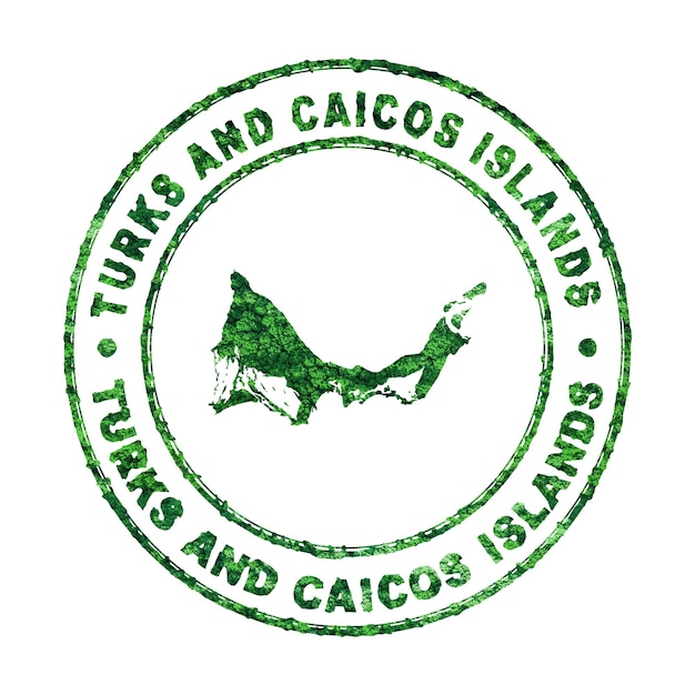 タークス・カイコス諸島の地図 郵便切手 持続可能な開発 CO2 排出の概念