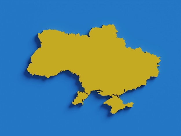 Map of ukraine colors of national flag shadow icon high quality photo