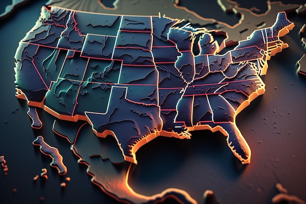 Foto una mappa degli stati uniti d'america