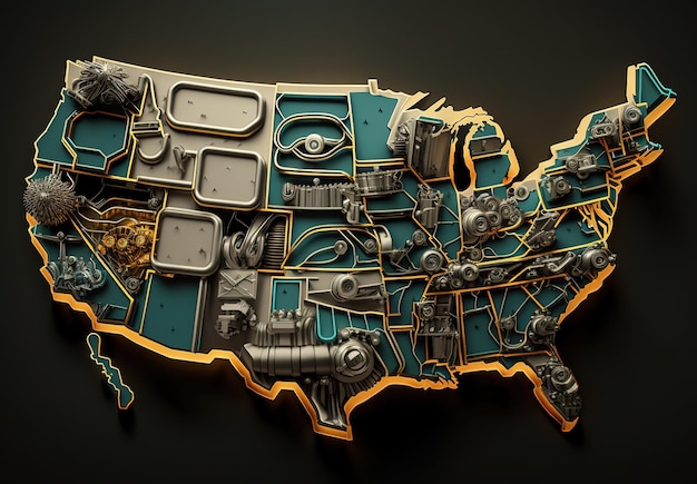 A map of the united states with a map of the united states