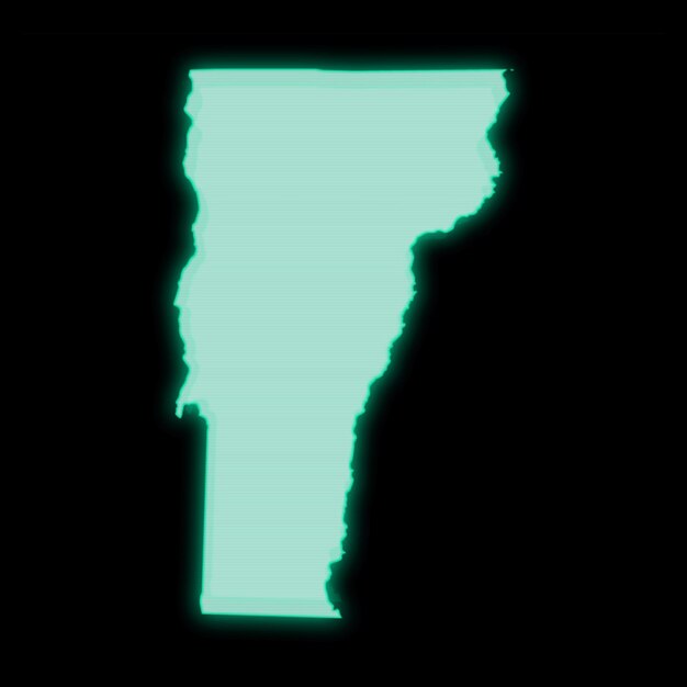 Map of Vermont old green computer terminal screen on dark background