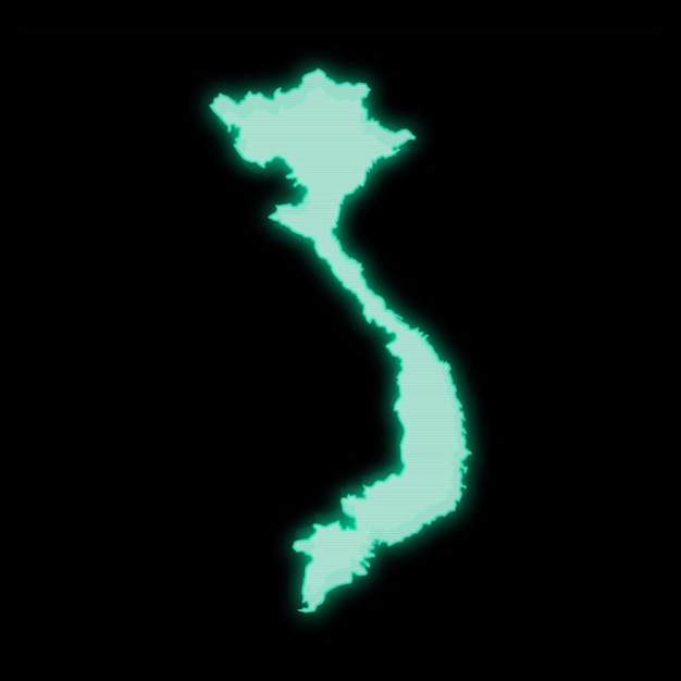 Map of Vietnam old green computer