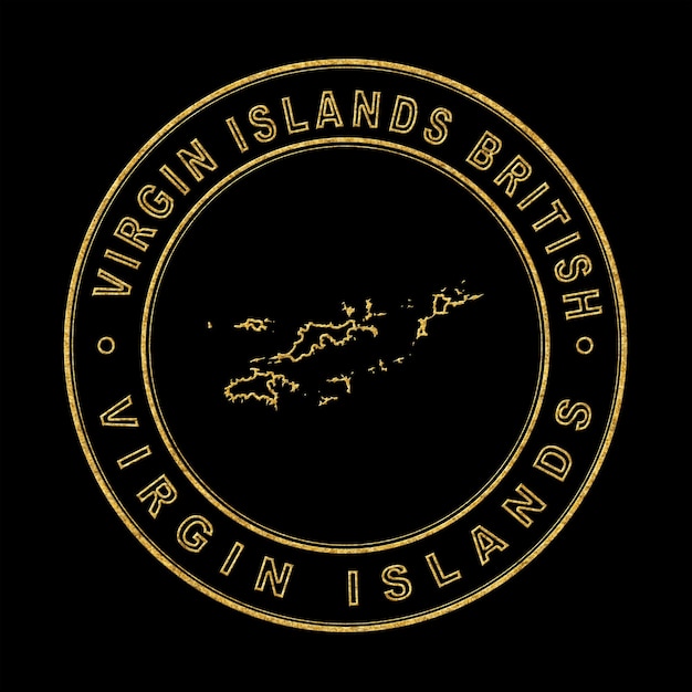 Map of Virgin Islands British Golden Stamp Black Background