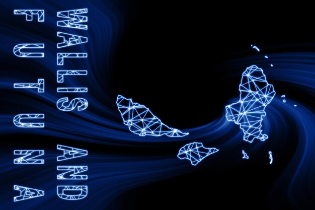 Photo map of wallis and futuna, polygonal mesh line map, blue map on dark background